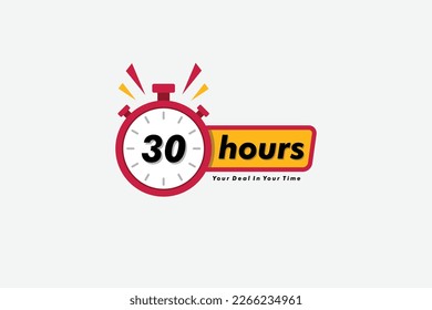 30 hours clock arrow. symbol work time, vector icon Illustration