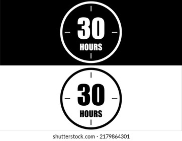 30 Stunden. Set von weißer und schwarzer Uhr mit Termin.