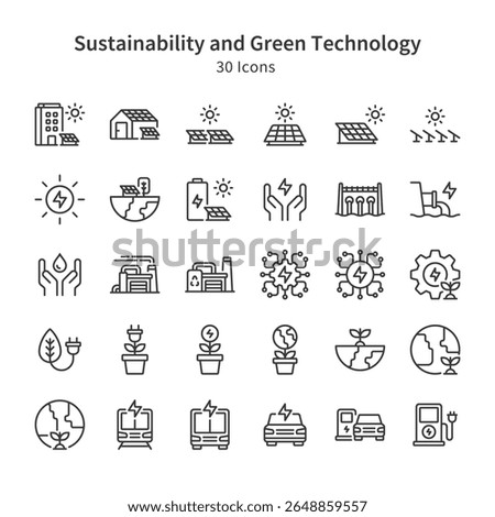 30 icons collection about sustainbility and green technology