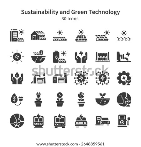 30 icons collection about sustainbility and green technology