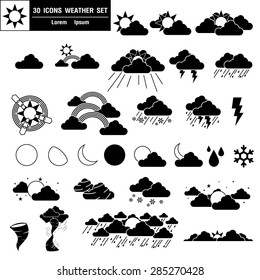 30 Icons weather set. vector illustration
