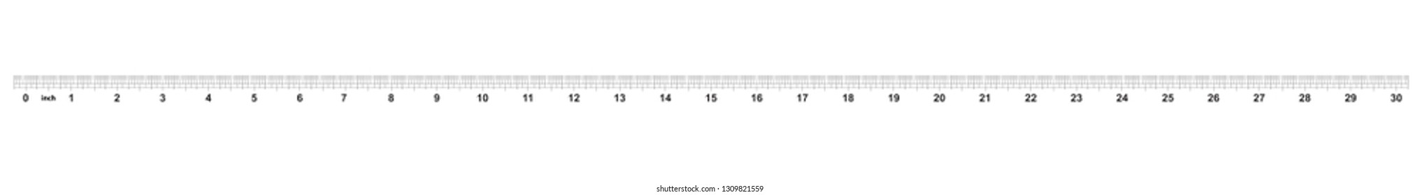 30 inch ruler. The price of division - 32 divisions by inch. Exact length measurement device. Calibration grid