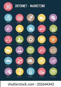 30 Internet marketing buttons,Color vector