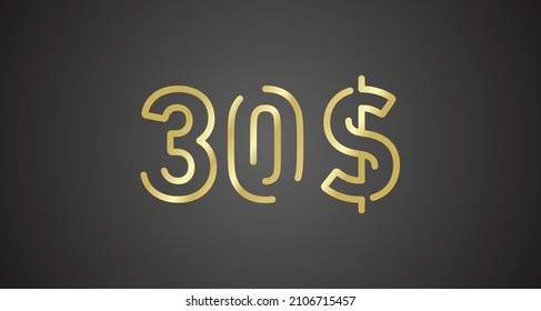 30$ internet website promotion sale offer big sale and super sale coupon code dollar golden 30$ discount gift voucher coupon vector illustration
