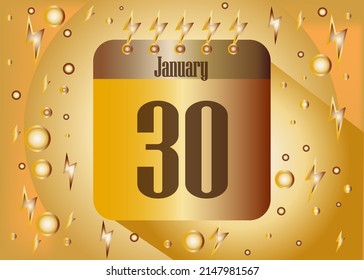 30 January. Calendar icon for the days of the month with lightning and shock
