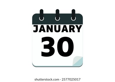 30 January calendar icon text page monthly web design on red, black deep green and white background vector, icon, or illustration with the month of January 30