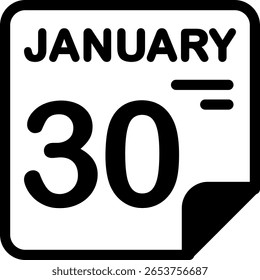 30 January Calendar Semi Solid minimalist Icon