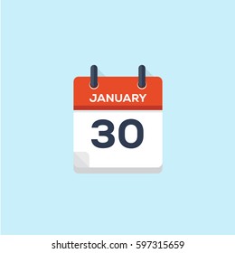 30. january flat style calendar, vector illustration