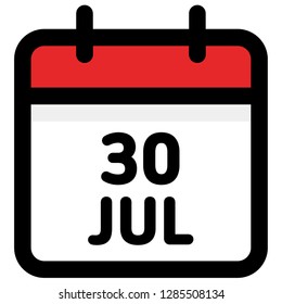 30. July - Calendar Icon - Vector Illustration - Vector