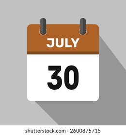 30 july calendar icon vector month date illustration design