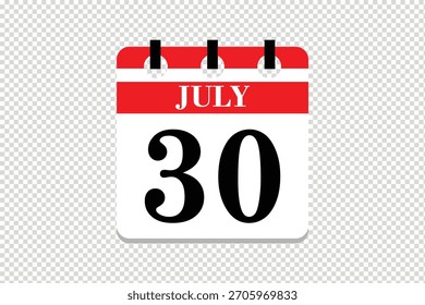 Vector Icono de calendario del 30 de julio, ícono de calendario del mes de julio de 30 fechas, ícono de calendario del mes de julio de 30 de julio, ícono de calendario del Vector.