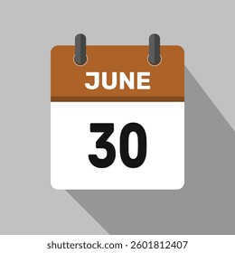 30 june calendar icon vector month date number illustration design