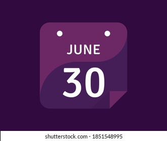 Icono del 30 de junio Icono del calendario de un solo día Ilustración vectorial