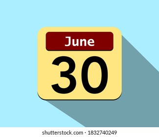 30 de junio - Imagen vectorial de un icono de un calendario