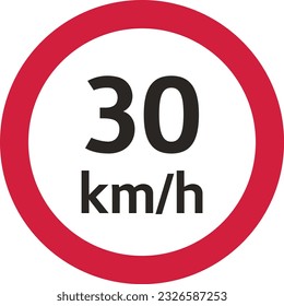 30 Kmph Speed Limit Road Sign 4000x4000 Vector - EPS