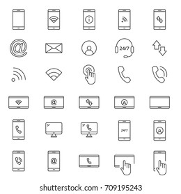 30 Line Mobile Icons