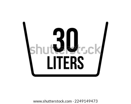 30 liters icon. Liquid measure vector in liters isolated on white background