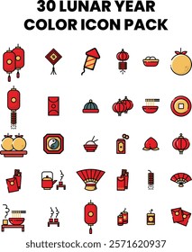 30 Lunar year colorful icon design pack