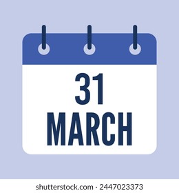 30 March Calendar. Grey Background. Vector Calendar.