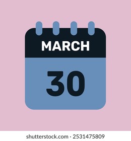 30 march calendar icon vector number date design background