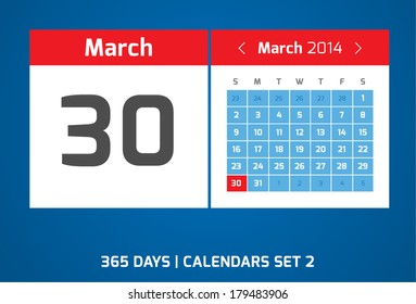 30 March vector calendar, Set 2