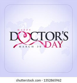 30 Mart Dünya Doktorlar Günü. Translation: March 30,  World Doctor's Day. concept greeting card, National Doctors Day Template calligraphy, vector, illustration. 