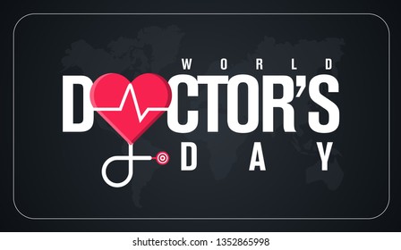 30 Mart Dünya Doktorlar Günü. Translation: March 30,  World Doctor's Day. concept greeting card, National Doctors Day Template calligraphy, vector, illustration. 