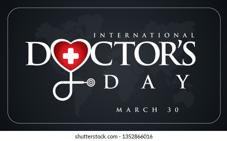 30 Mart Dünya Doktorlar Günü. Translation: March 30,  World Doctor's Day. concept greeting card, National Doctors Day Template calligraphy, vector, illustration. 