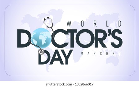 30 Mart Dünya Doktorlar Günü. Translation: March 30,  World Doctor's Day. concept greeting card, National Doctors Day Template calligraphy, vector, illustration. 