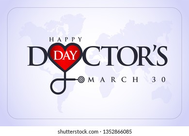 30 Mart Dünya Doktorlar Günü. Translation: March 30,  World Doctor's Day. concept greeting card, National Doctors Day Template calligraphy, vector, illustration. 