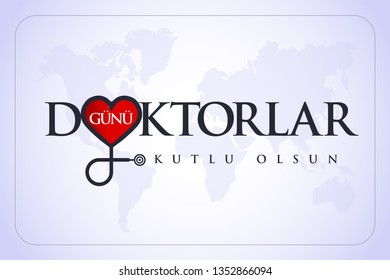 30 Mart Dünya Doktorlar Günü. Translation: March 30,  World Doctor's Day. concept greeting card, National Doctors Day Template calligraphy, vector, illustration. 