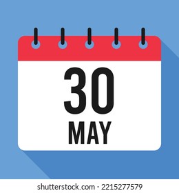 30 May Calendar. Blue Background. Vector Calendar.