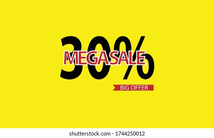 30% mega sale banner monogram template