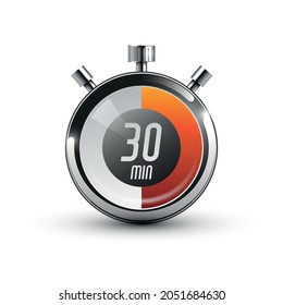 30 Min. Timer Icon. Vector Illustration.