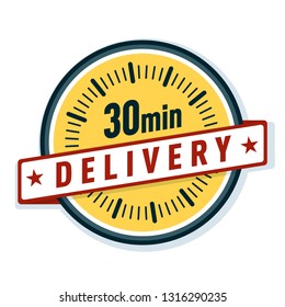 30 minetes Delivery label illustration