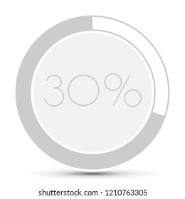 30% Minimal Flat white plane progress button  with shadow. well aligned loading graphic vector 