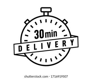 30 Minute Delivery service symbol under quarantine, disease outbreak, coronavirus COVID-19 pandemic conditions.