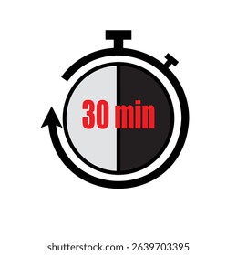 30 Minute Timer Icon – Stopwatch Countdown Illustration
