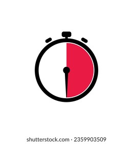 30 Minutes Analog Clock Icon white background.