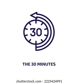 the 30 minutes icon from other collection. Thin linear the 30 minutes, speed, second outline icon isolated on white background. Line vector the 30 minutes sign, symbol for web and mobile