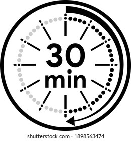 The 30 minutes icon, stopwatch vector icon. Clock and watch, timer, countdown symbol.