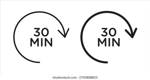 30 minutes icon vector. EPS 10 editable vector bundle