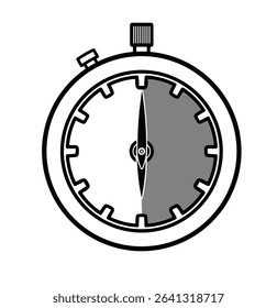 30 minutes stopwatch black and white vector illustration