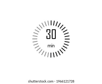 The 30 Minutes, Stopwatch, Digital Timer. Clock And Watch, Vector Illustration.