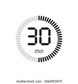 The 30 minutes, stopwatch vector icon, digital timer. clock and watch, timer, countdown symbol.
