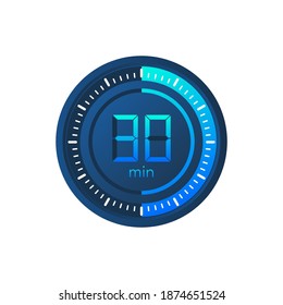 The 30 minutes, stopwatch vector icon. Stopwatch icon in flat style on a white background. Vector stock illustration.
