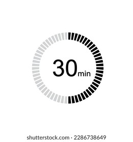 Los 30 minutos, paro el icono del vector, temporizador digital. reloj y reloj, temporizador, símbolo de cuenta regresiva.