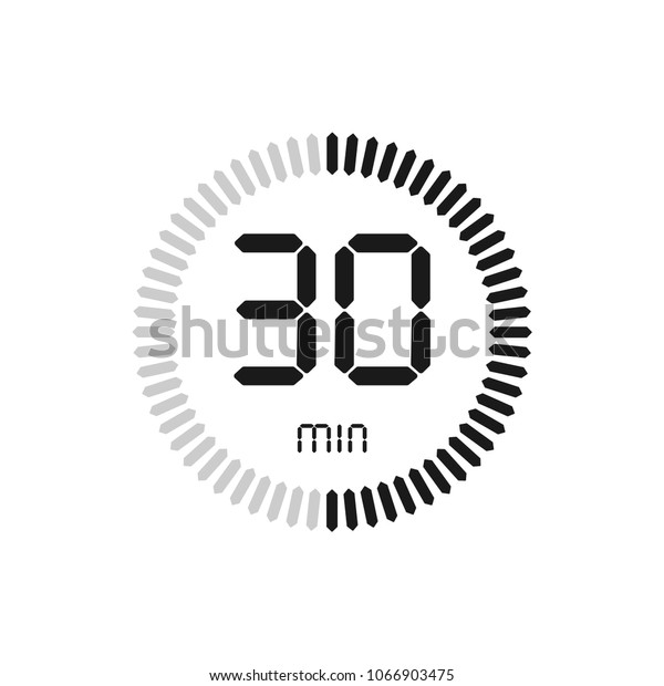 The 30 minutes, stopwatch vector\
icon, digital timer. clock and watch, timer, countdown\
symbol.