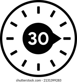 30 Minutes timers Clocks, Timer 30 mins icon, countdown icon. Time measure.
