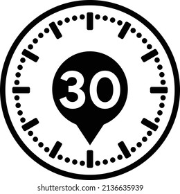 30 Minutes timers Clocks, Timer 30 mins icon, countdown icon. Time measure.